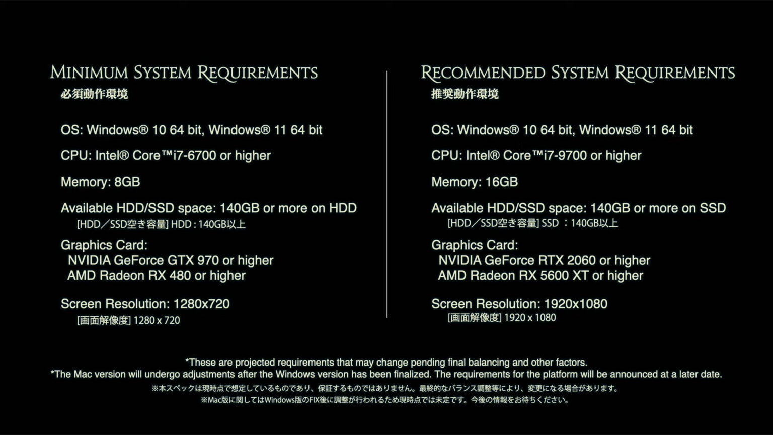 Final Fantasy XIV: Dawntrail PC requirements