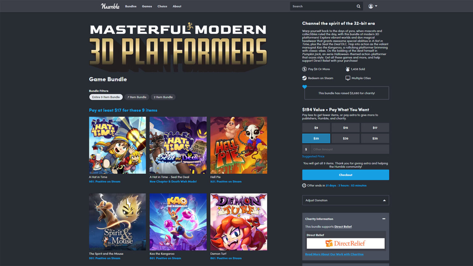 The Masterful Modern 3D Platformers bundle is now available at Humble