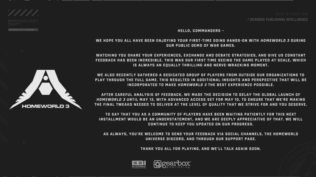 Homeworld 3 has been delayed again, this time to May 13