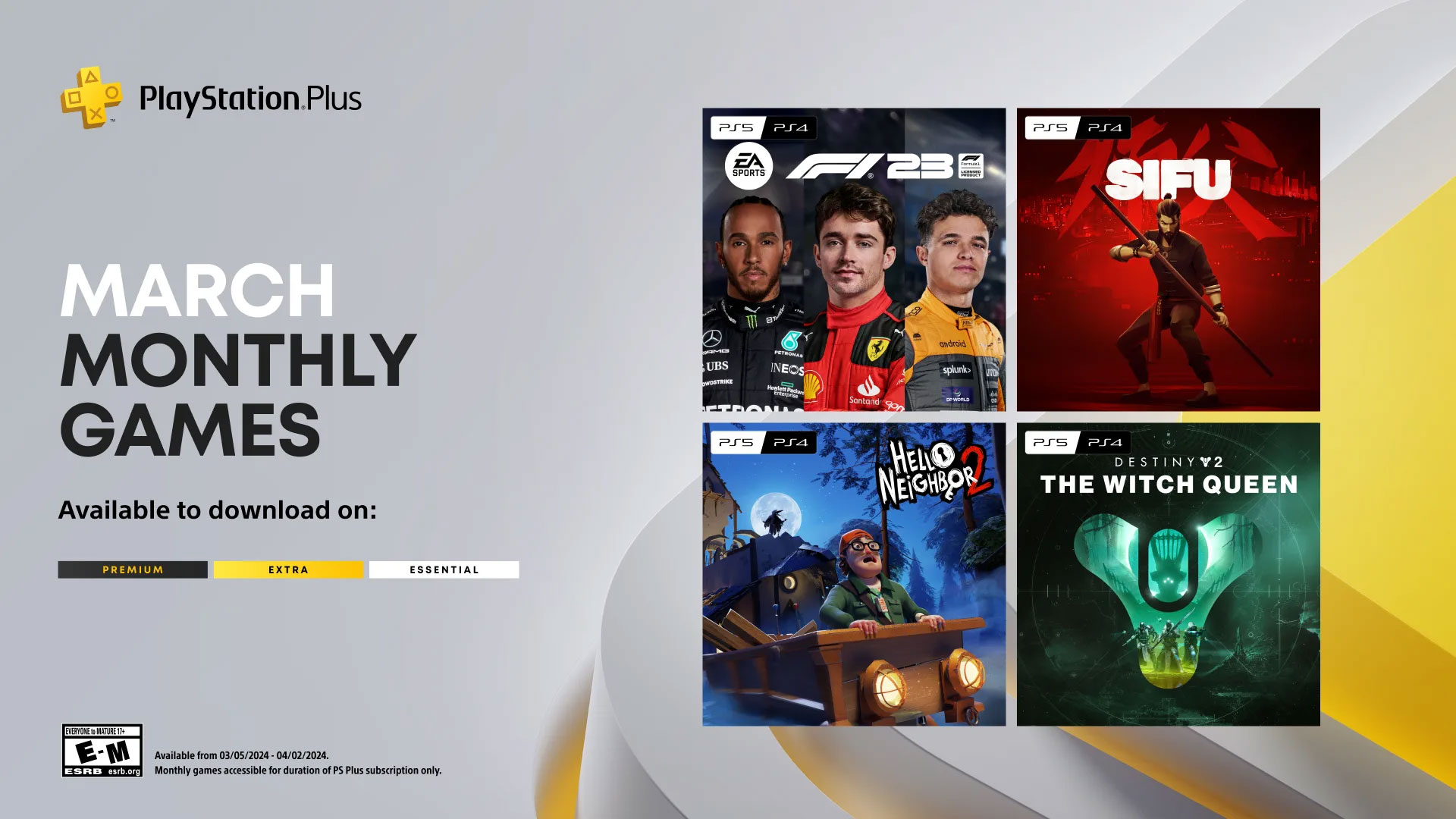 The PlayStation Plus Monthly Games for March 2024 have been announced