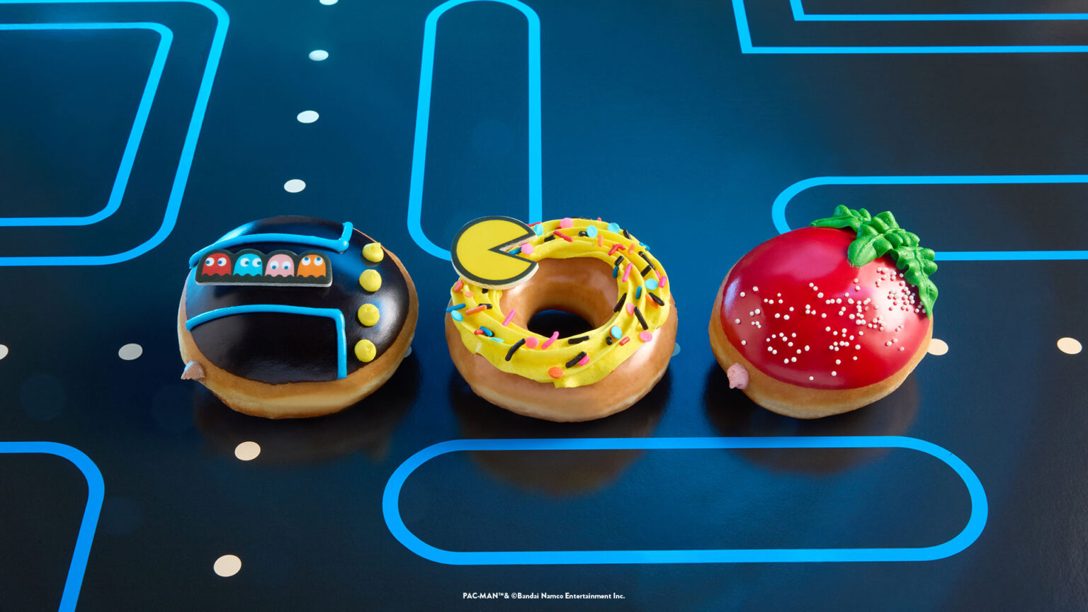 The special PAC-MAN Krispy Kreme donuts will be available for a limited time | Image: Krispy Kreme