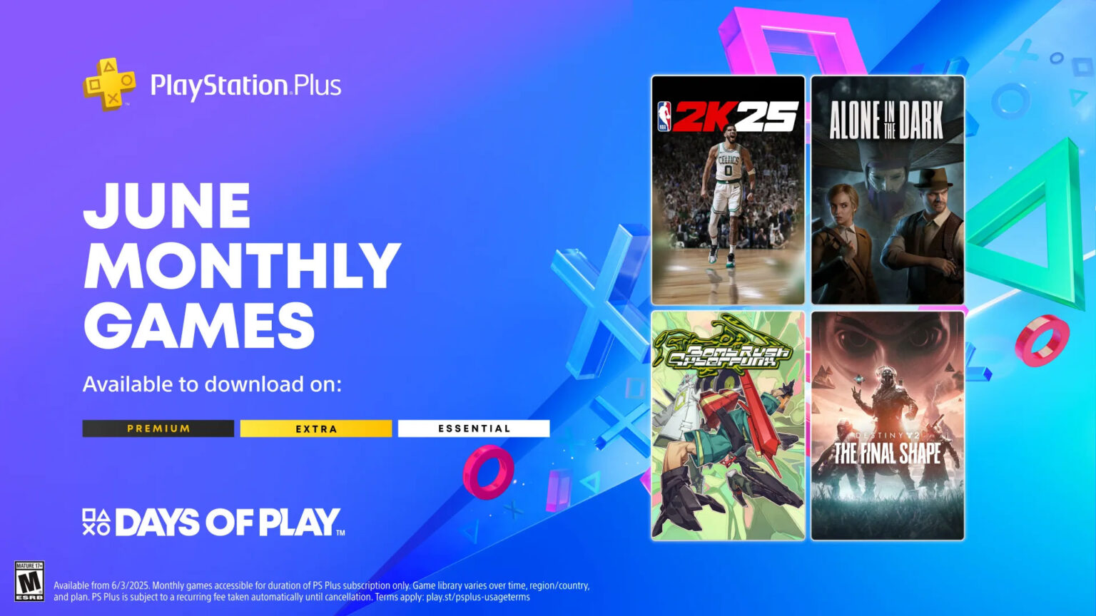 The PlayStation Plus Monthly Games for June 2025 start rolling out on May 28 | Image: Sony