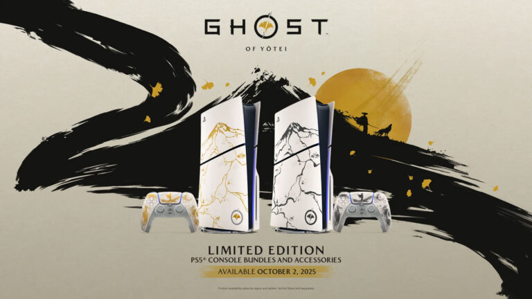 The Ghost of Yōtei Limited Edition console bundle and DualSense wireless controller will be available in gold and black | Image: Sony
