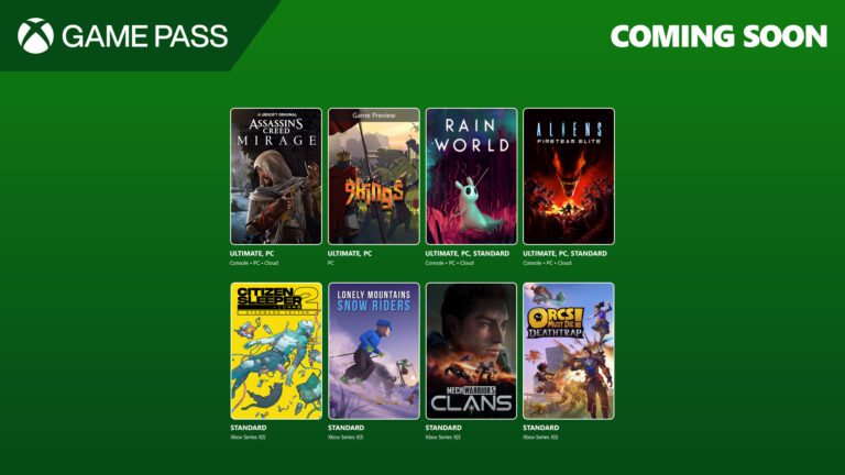 The Game Pass August 2025 wave 1 lineup includes Assassin's Creed Mirage, Aliens: Fireteam Elite, and 9 Kings | Image: Xbox