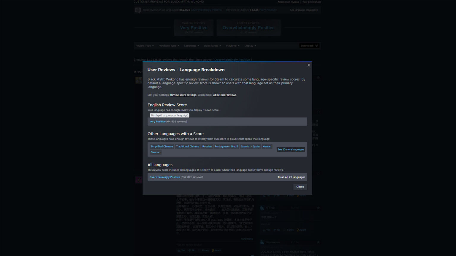 Steam Review Scores are now calculated based on reviews written in your language | Image: Valve