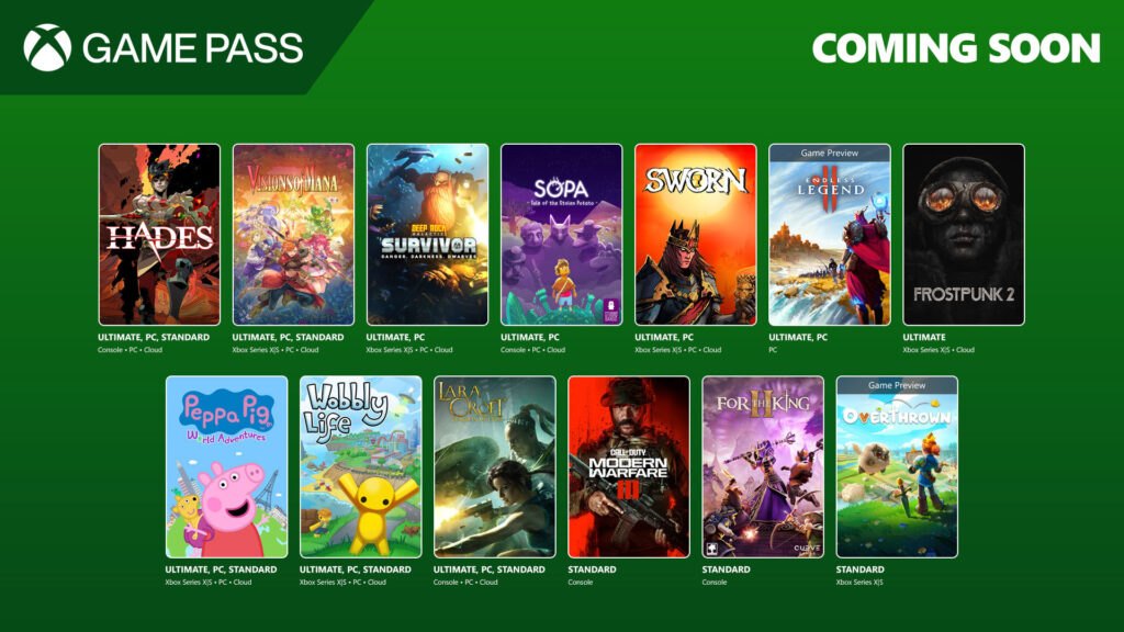 The Game Pass library is adding Call of Duty: Modern Warfare III, Deep Rock Galactic: Survivor, Frostpunk 2, and more for September | Image: Xbox