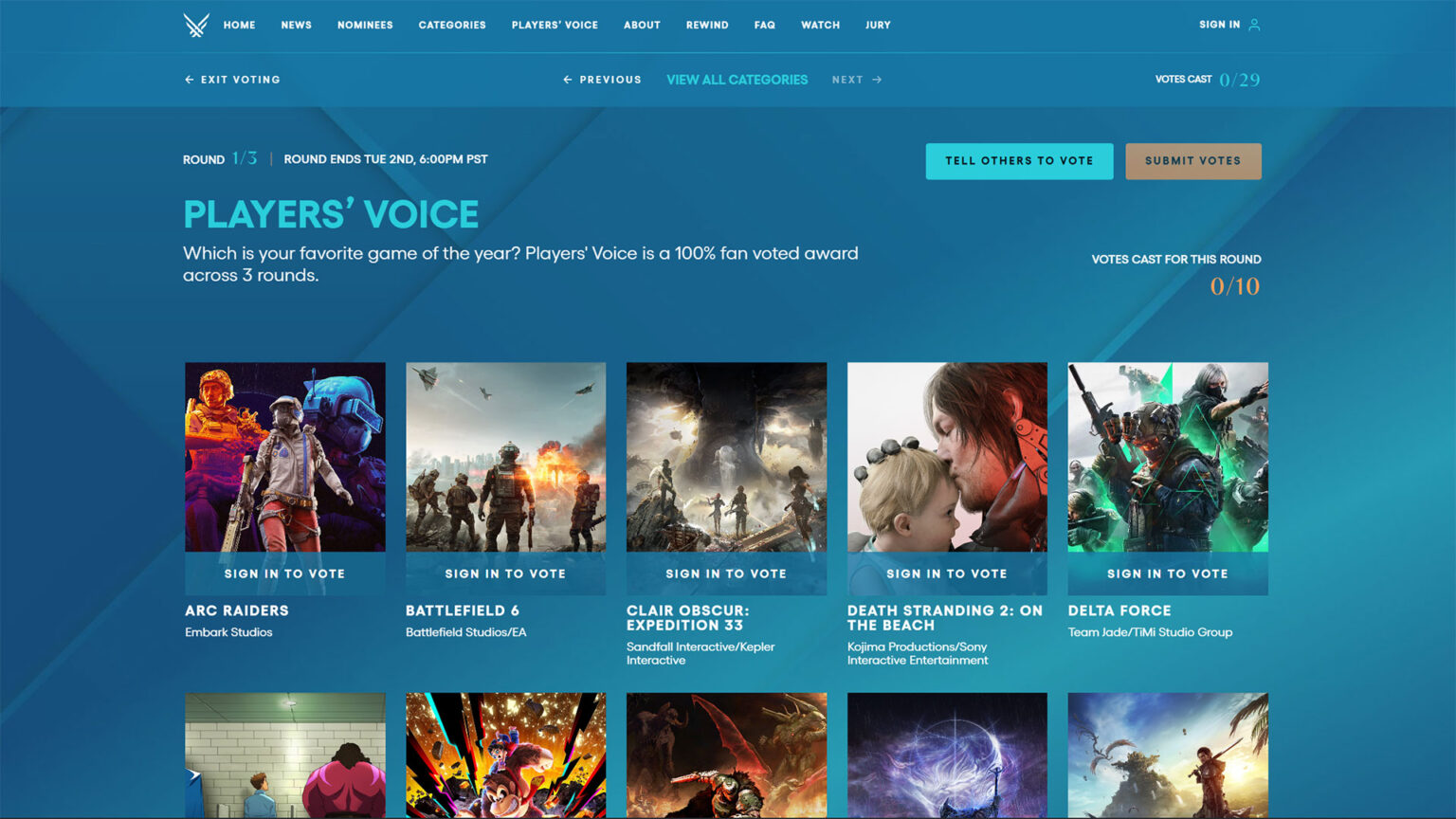 The Players' Voice award is 100 percent fan voted across three rounds | Image: The Game Awards