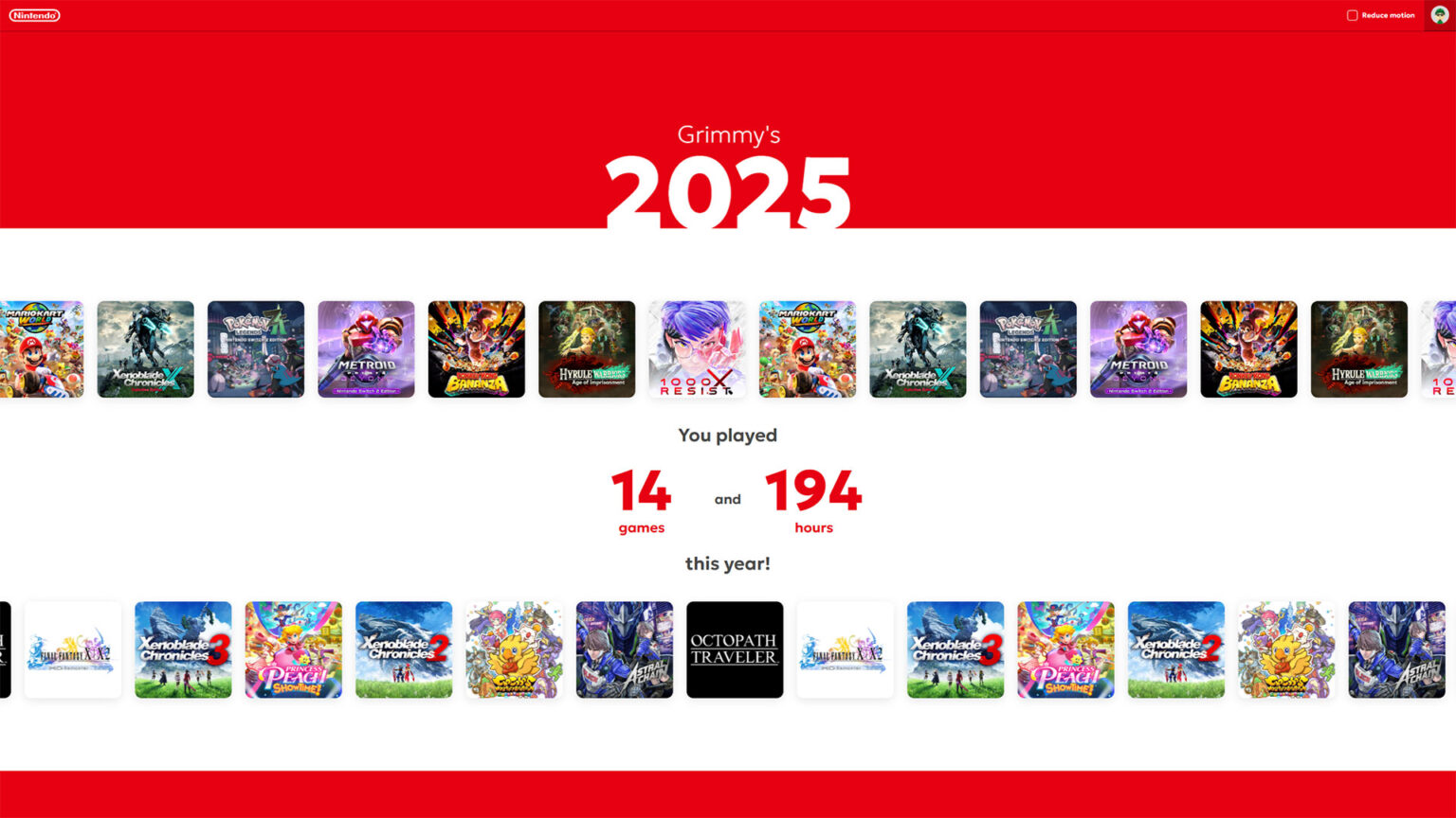 Get a summary of how you spent your time with Nintendo last year | Image: Nintendo / FullCleared