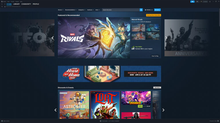 The updated Steam Store homepage is available in the latest Steam Client Beta | Image: Valve / FullCleared
