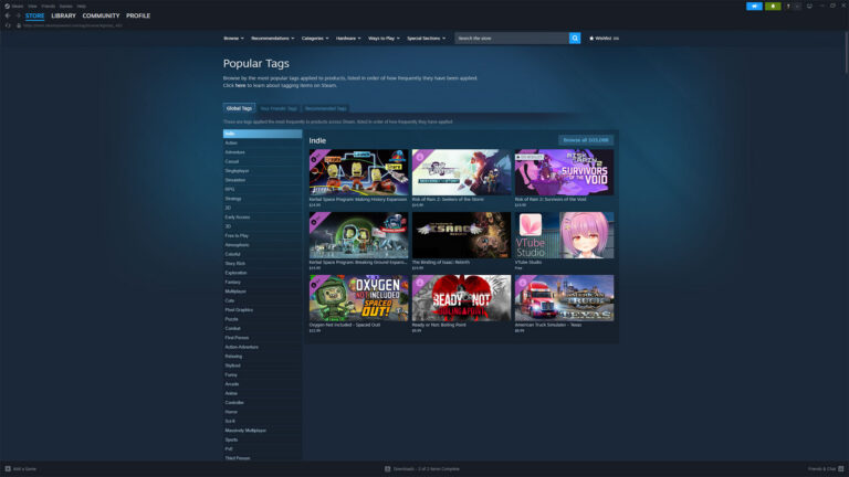 Valve last updated Steam's tag list in 2024, adding Dice, Dwarf, Boomer Shooter, and Elf | Image: Valve / FullCleared