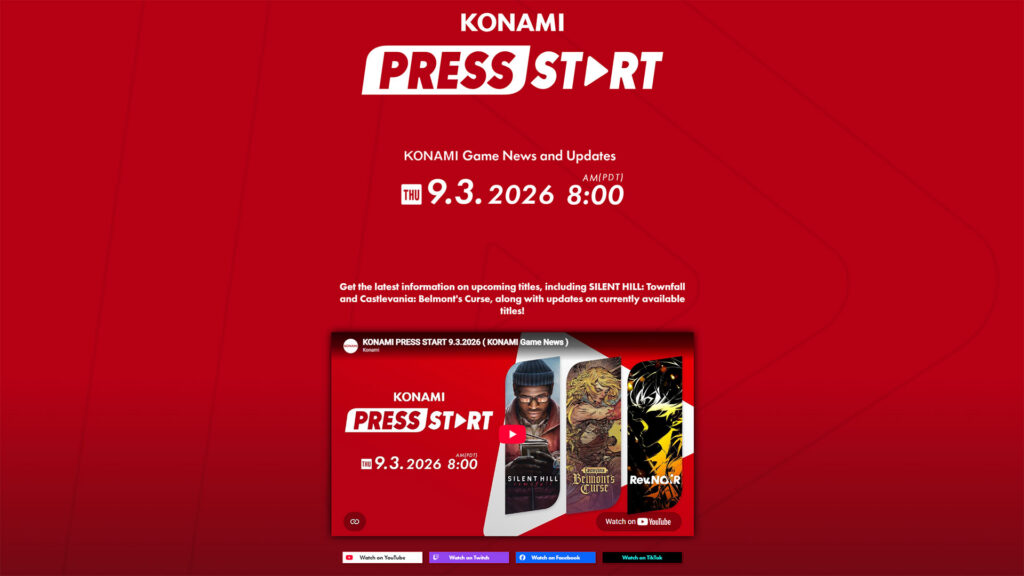 Konami Press Start brings a 30-minute showcase on September 3 | Image: Konami