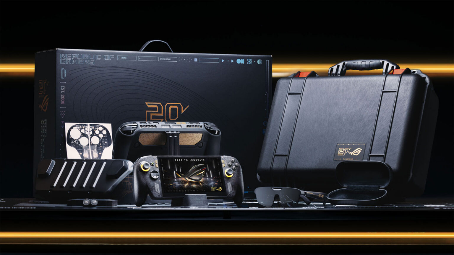 The ROG XBOX Ally X20 marks 20 years of ROG in translucent black and gold | Image: ASUS