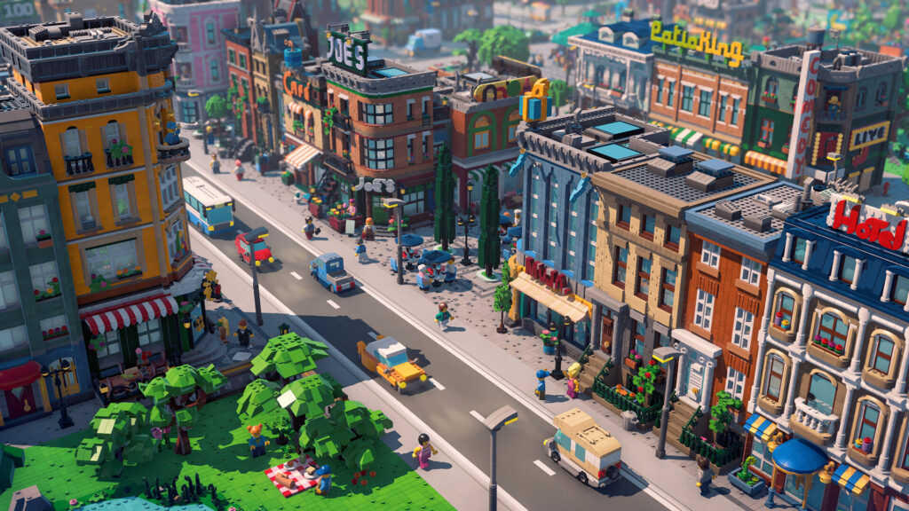 Players can build and manage their own brick city in LEGO Skylines | Image: Paradox Interactive