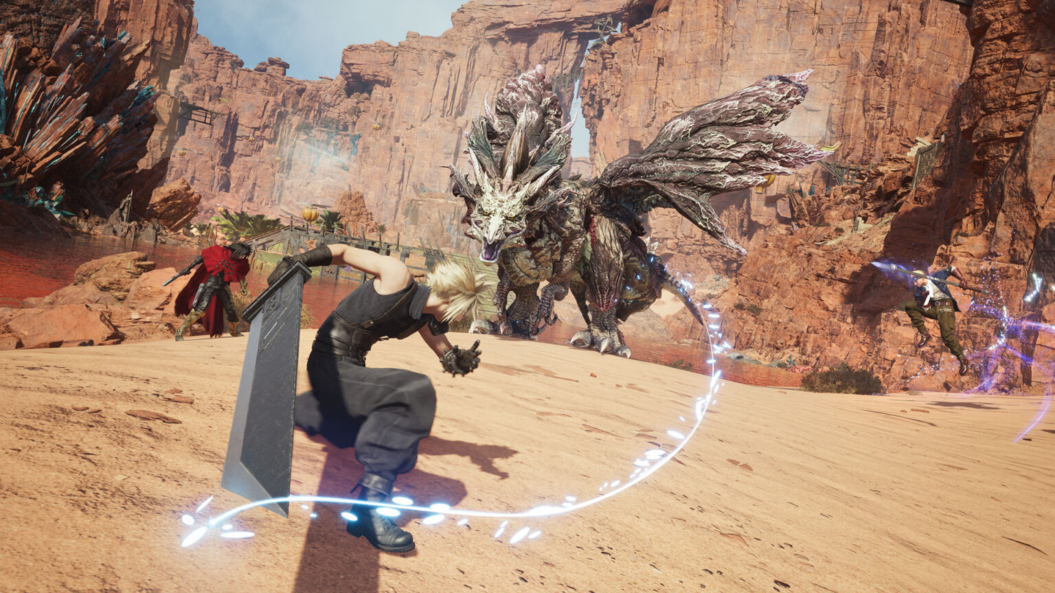 Cloud and his companions face the colossal Weapons in Final Fantasy VII Revelation | Image: Square Enix