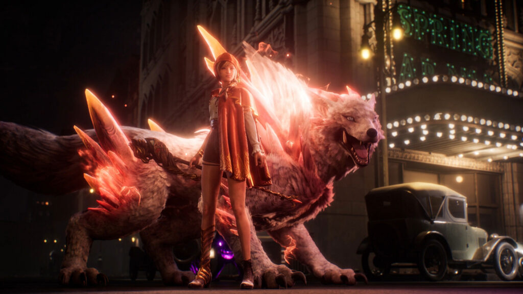Ellie Myers and her beast companion Sköll in Konami's Rhapsody in Scarlet | Image: Konami