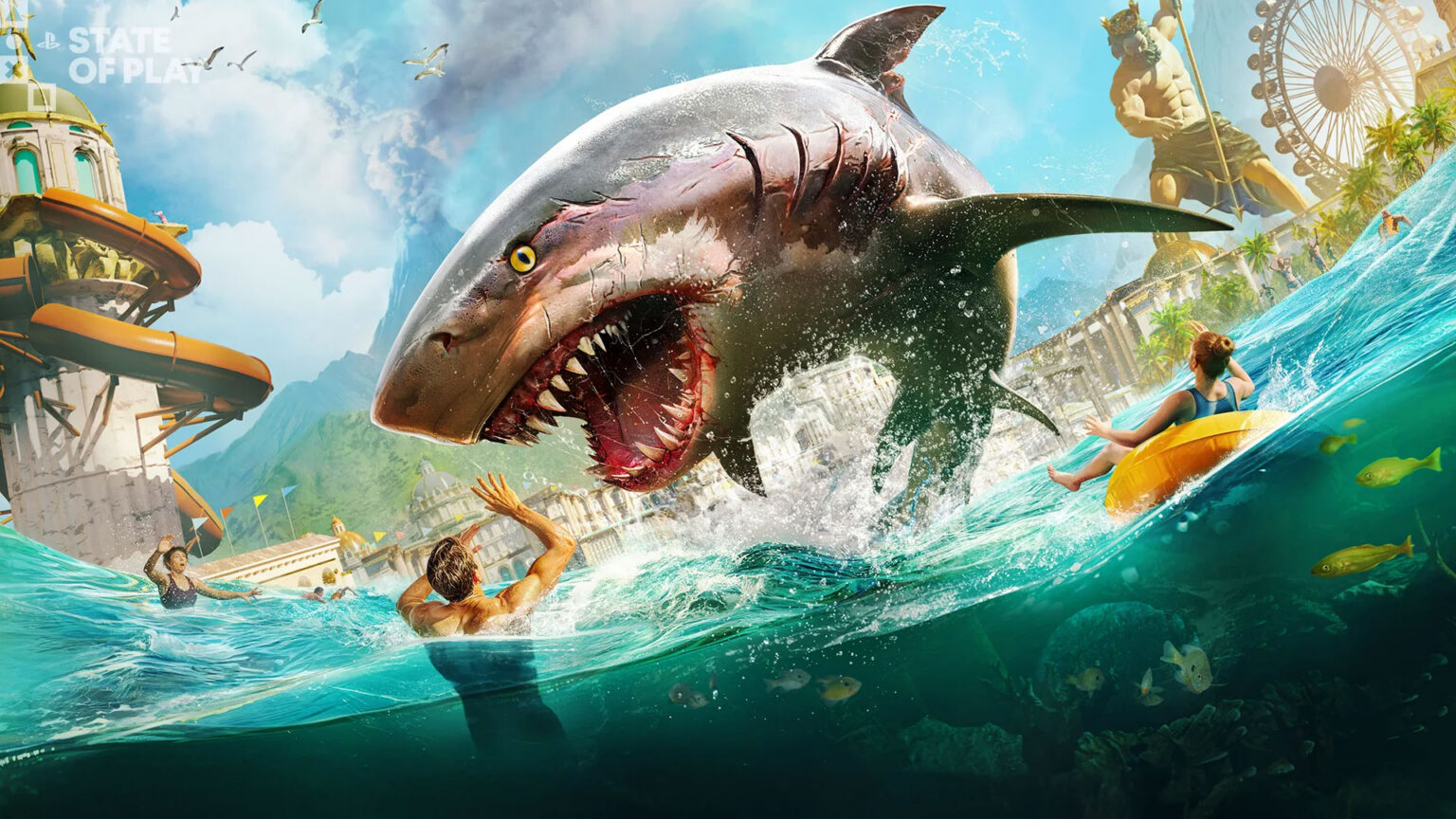 The bull shark surfaces at Neptune's Kingdom in Maneater 2 | Image: Tripwire Interactive
