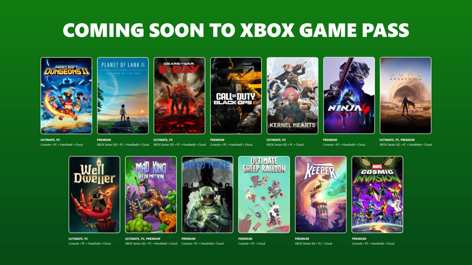Gears of War: E-Day and Minecraft Dungeons II lead the latest Game Pass additions | Image: XBOX