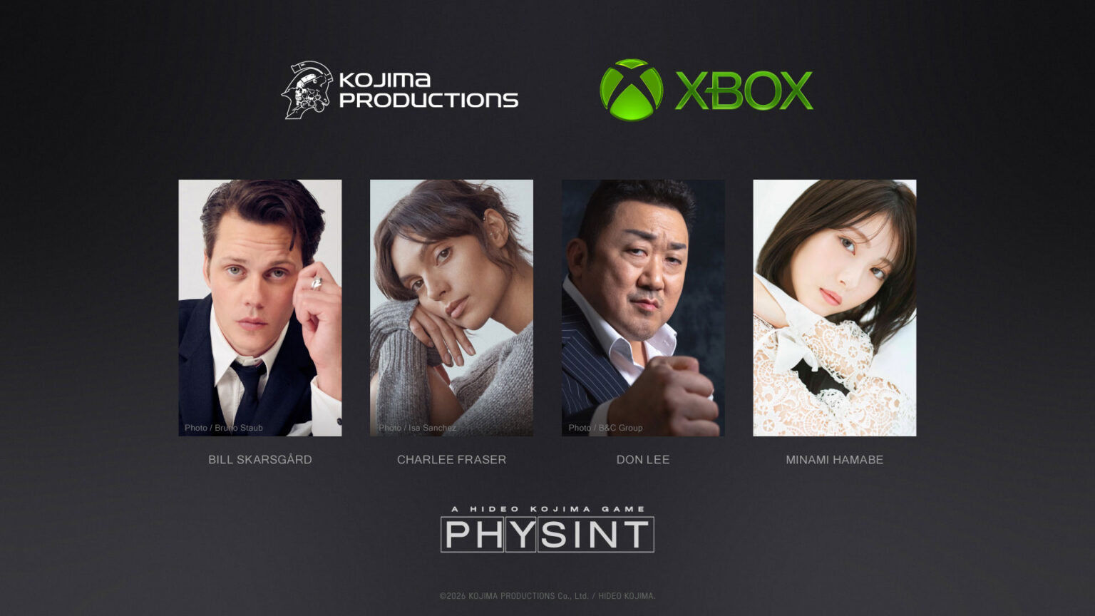 Bill Skarsgård and Charlee Fraser on the new Physint poster shot by Hideo Kojima | Image: Kojima Productions