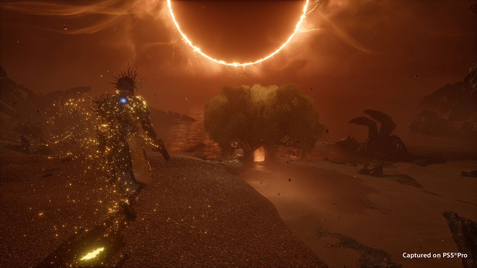 Arjun dons a golden Crown in Saros: Zenith’s Eclipse Layers New Game+ mode | Image: Housemarque
