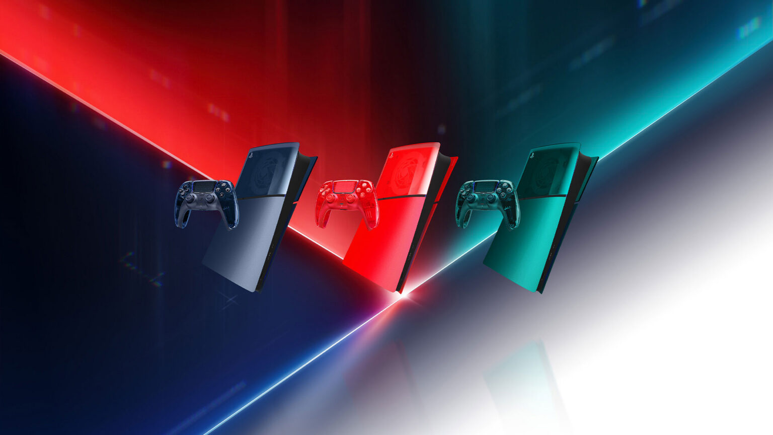 Flare Orange, Emerald Green, and Graphite Gray make up the Prism Collection | Image: Sony Interactive Entertainment